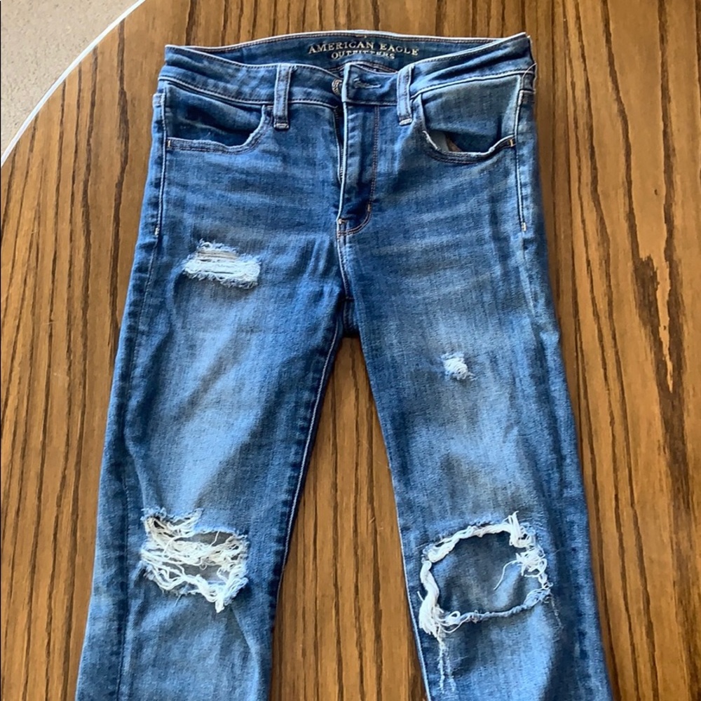 Slightly distressed skinny jeans